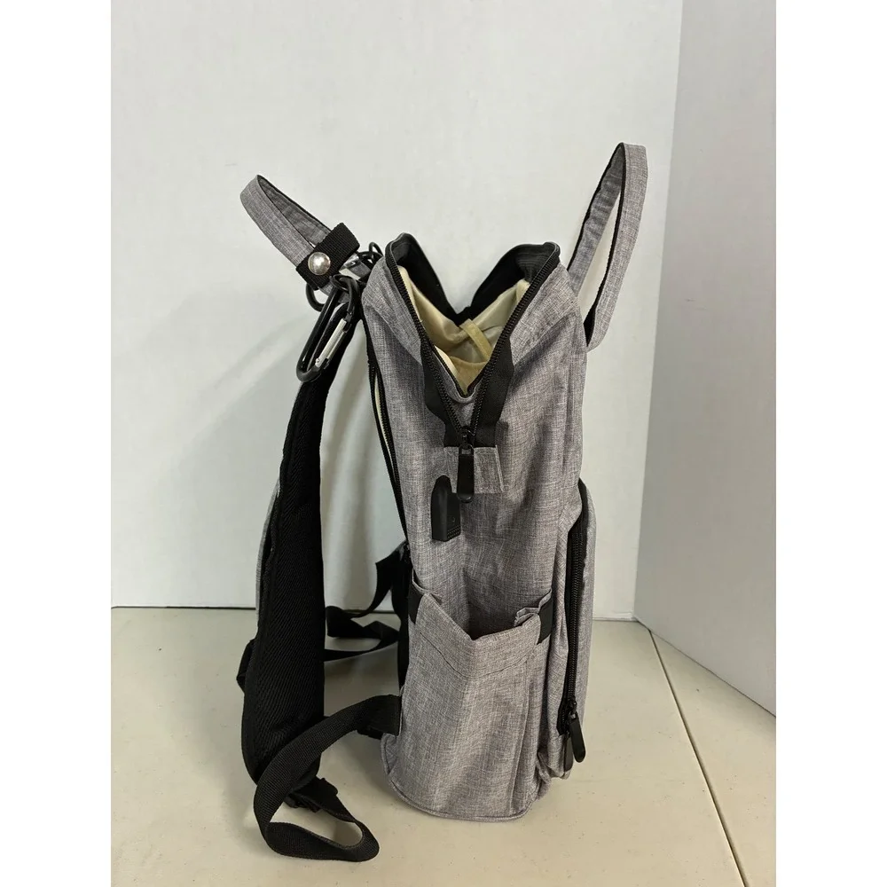 Raydem Diaper Backpack‎ Grey Multi-Pocket Travel Bag with Stroller Clips